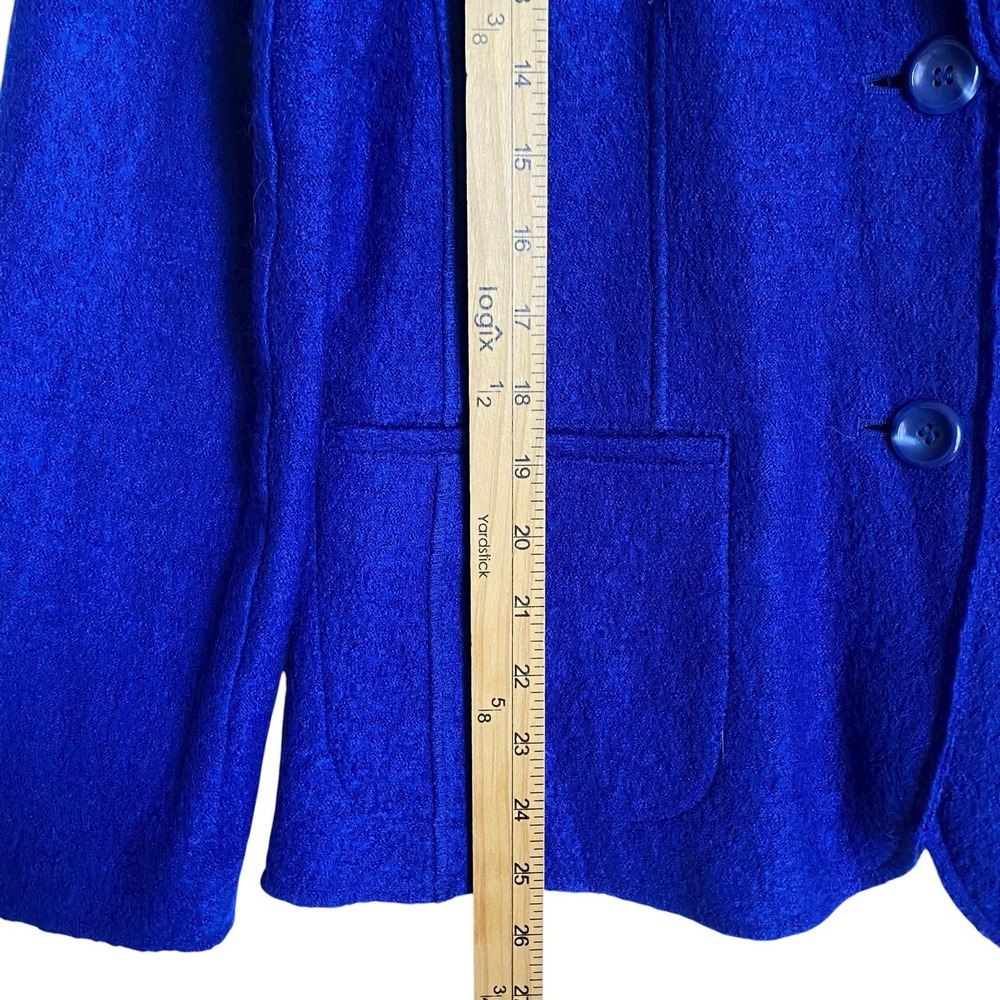 Chico's Blazer Jacket M Royal Blue Two Button Pockets Lightweight Boiled Wool - Picture 5 of 8